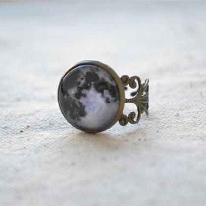 Full Moon Ring,steampunk Moon Jewelry,adjustable..