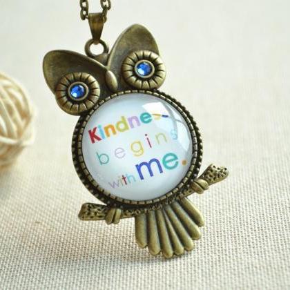 Steampunk Night Owl Necklace,blue Eyes Owl..
