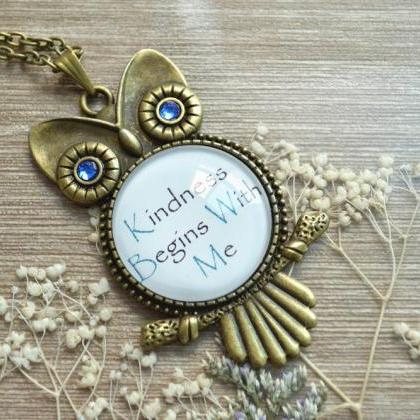 Steampunk Night Owl Necklace,blue Eyes Owl..
