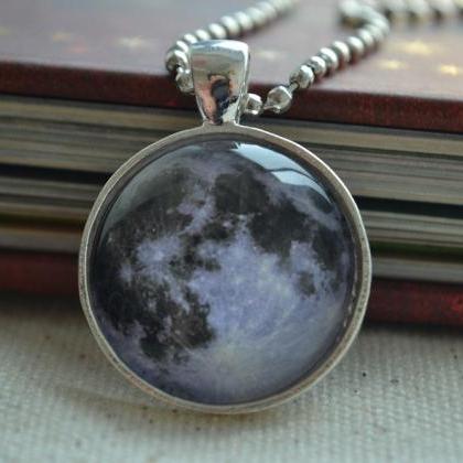 Full Moon Necklace, Moon Pendant Necklace,galaxy..
