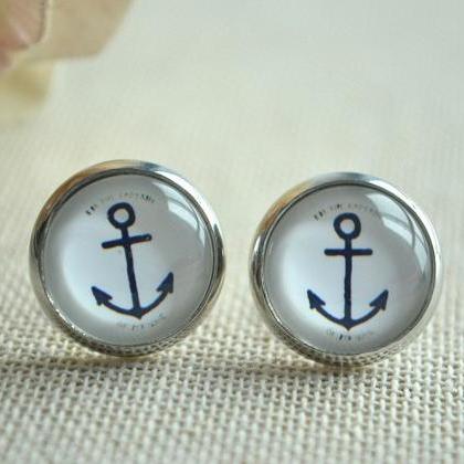 Anchor Stud Earrings. Pirate Anchor Earrings. Ship..