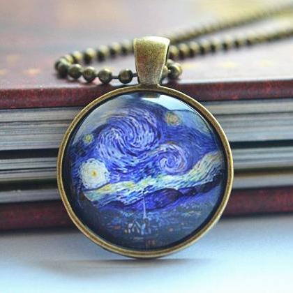 Starry Night Who Necklace, Van Gogh Starry Night..
