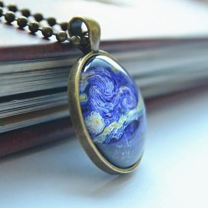 Starry Night Who Necklace, Van Gogh Starry Night..