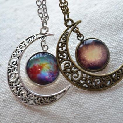 Hallow Moon Necklace, Moon, Galaxy..
