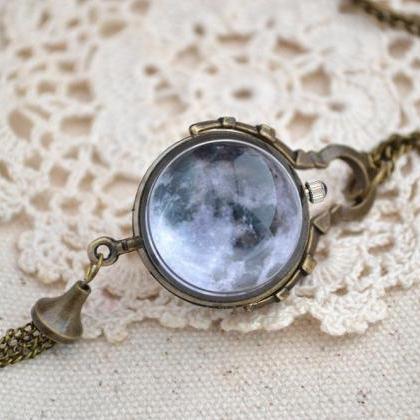 Full Moon Pocket Watch,space Moon Pendent..