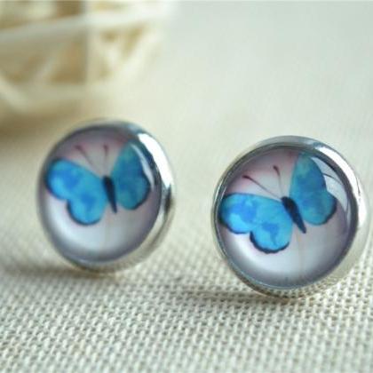 Blue Butterfly Earrings,butterflies Post..