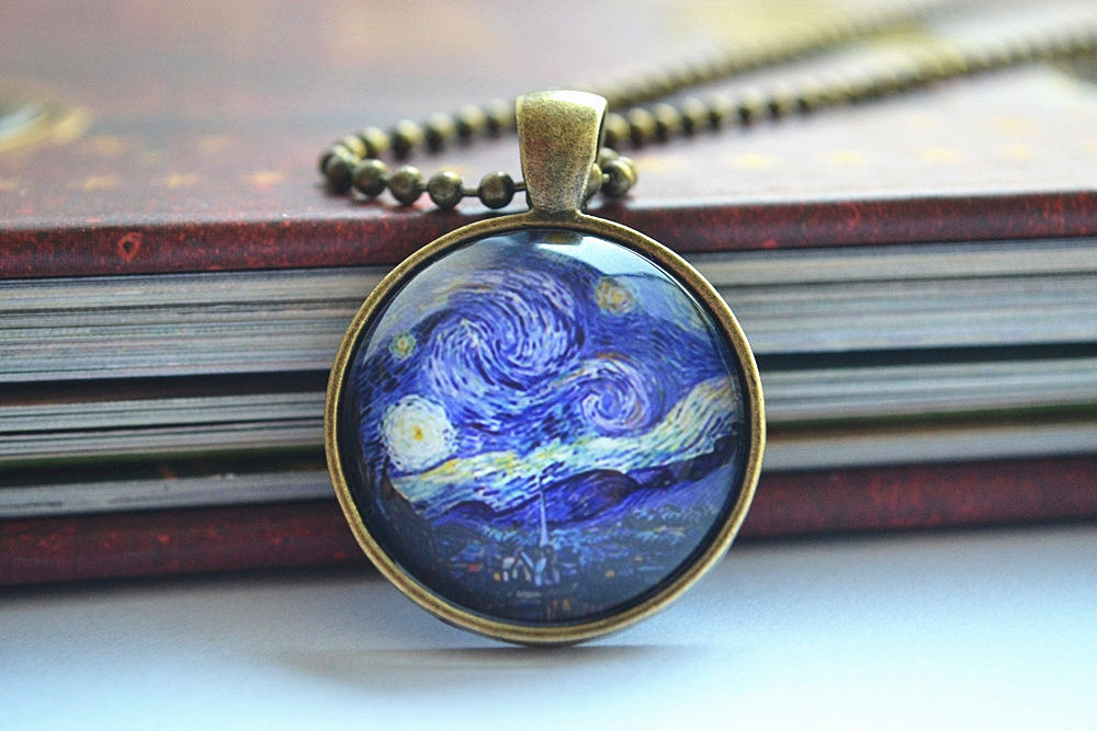 Starry Night Who Necklace, Van Gogh Starry Night Picture Necklace Jewelry (xl015)