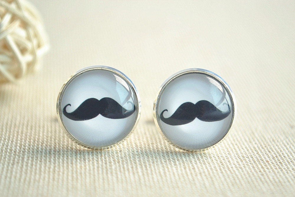 Mustache Cuff Links,beard Cufflinks,black And White Personalized Cufflinks, Mens Accessories,gifts For Him (xk010)