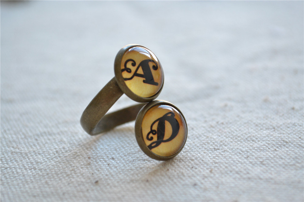 Monogram Ring,name Initials Ring,steampunk Personalized Name Initial Jewelry,adjustable Ring, Statement Ring (jz003)
