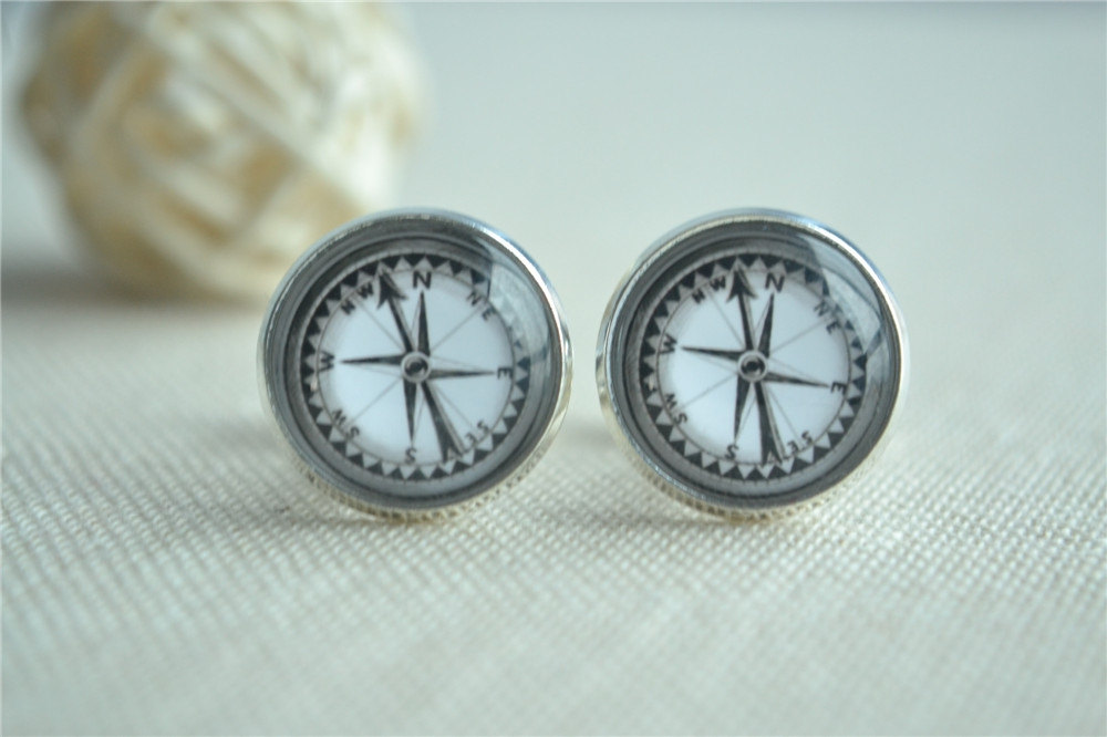 Compass Cuff Links,mens Cufflinks,personalized Cufflinks, Mens Accessories,bridal Party, Gifts For Him (xk013)