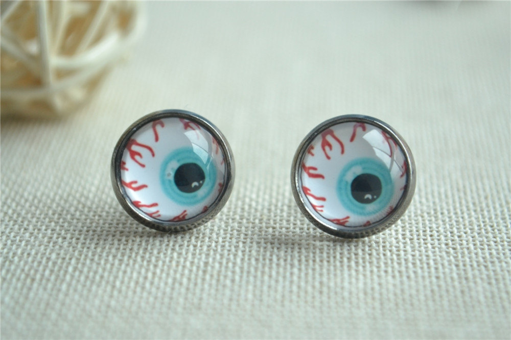 Scary Eye Earrings,bloody Eye Ball Post Earring,eyeball Ear Stud,jewelry (eh019)